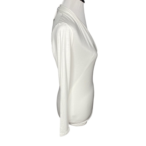 Pure Collection Soft Jersey Wrap Long Sleeve Modal Top White Size 4 - Picture 3 of 9